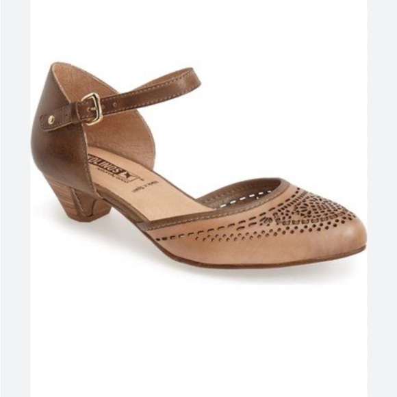 Pikolinos Elba Perforated leather strap baby heel Sz 41 US 10 - Picture 1 of 9